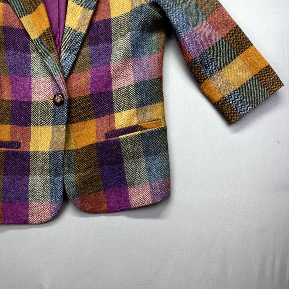 CABI #927 Plaid Wool Blend "Happy Blazer" Jacket Size 6 Cottagecore Boho - Picture 4 of 16